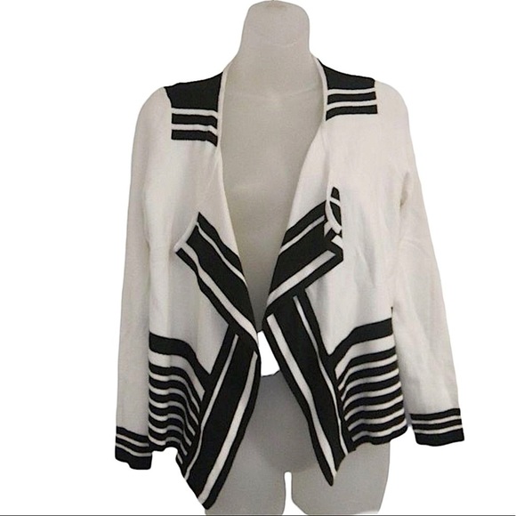 Chico's Sweaters - CHICOS black and white waterfall cardigan